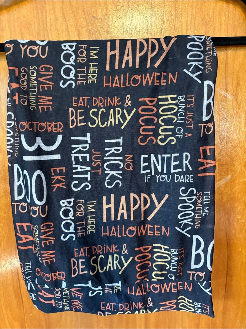 Halloween Print Black Infinity Scarf Wrap - Seasonal Graphic Accent